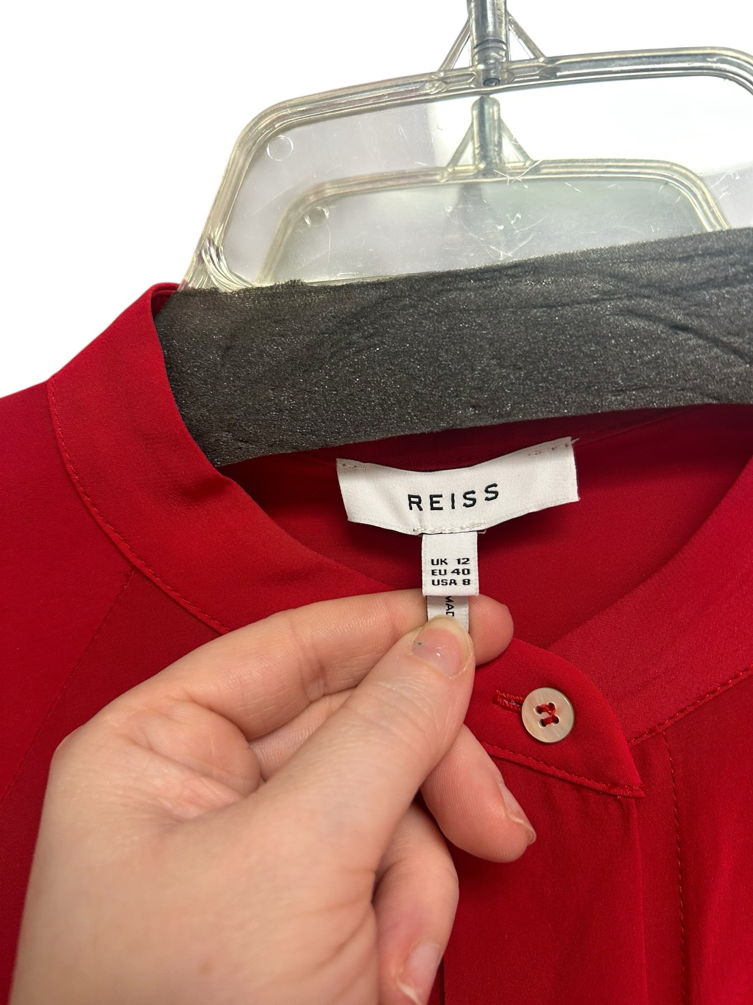 REISS HARRIS HIDDEN PLACKET RED LIGHTWEIGHT BLOUSE SIZE 8