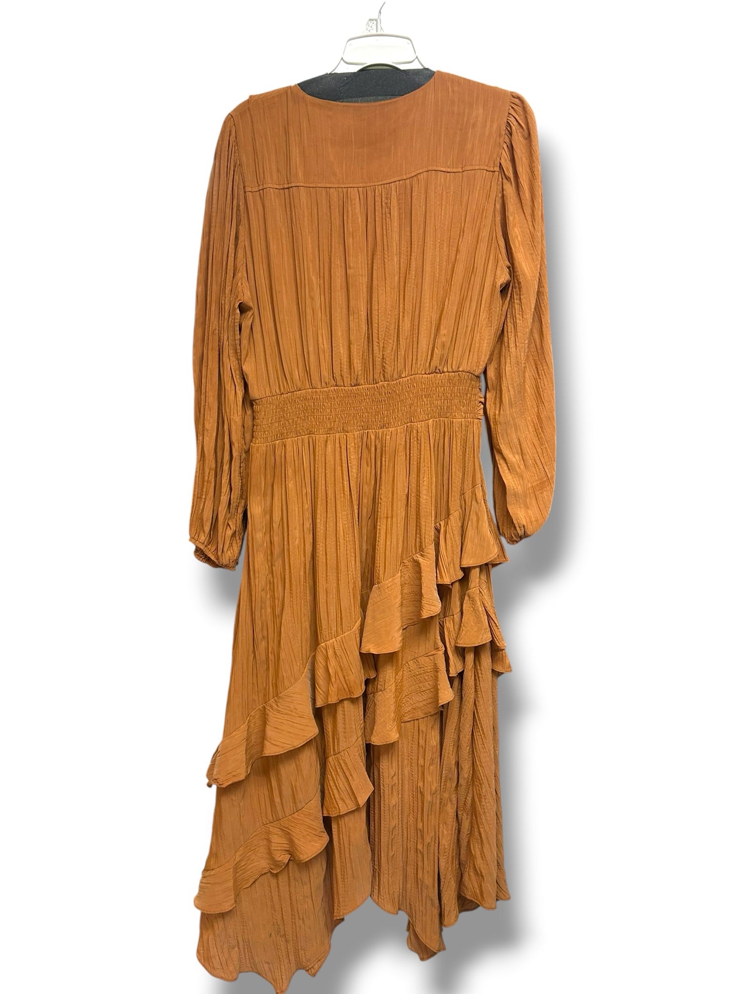 ANTHROPOLOGIE MILA MAE RUFFLE TIERED TERRA COTTA MAXI DRESS SIZE LARGE