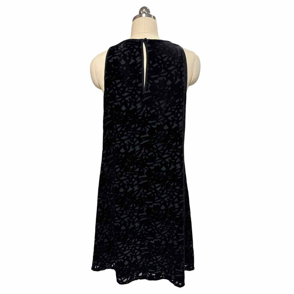 EILEEN FISHER BLACK VELVET VINES BURNOUT SLEEVELESS BLACK DRESS SIZE S