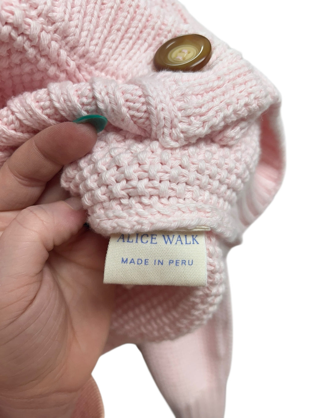 ALICE WALK THE COTTON CHUNKY KNIT SWEATER IN BLUSH PINK SIZE LARGE