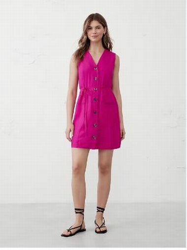 BANANA REP NWT! LINEN-BLEND BUTTON FRONT MINI DRESS SIZE: L