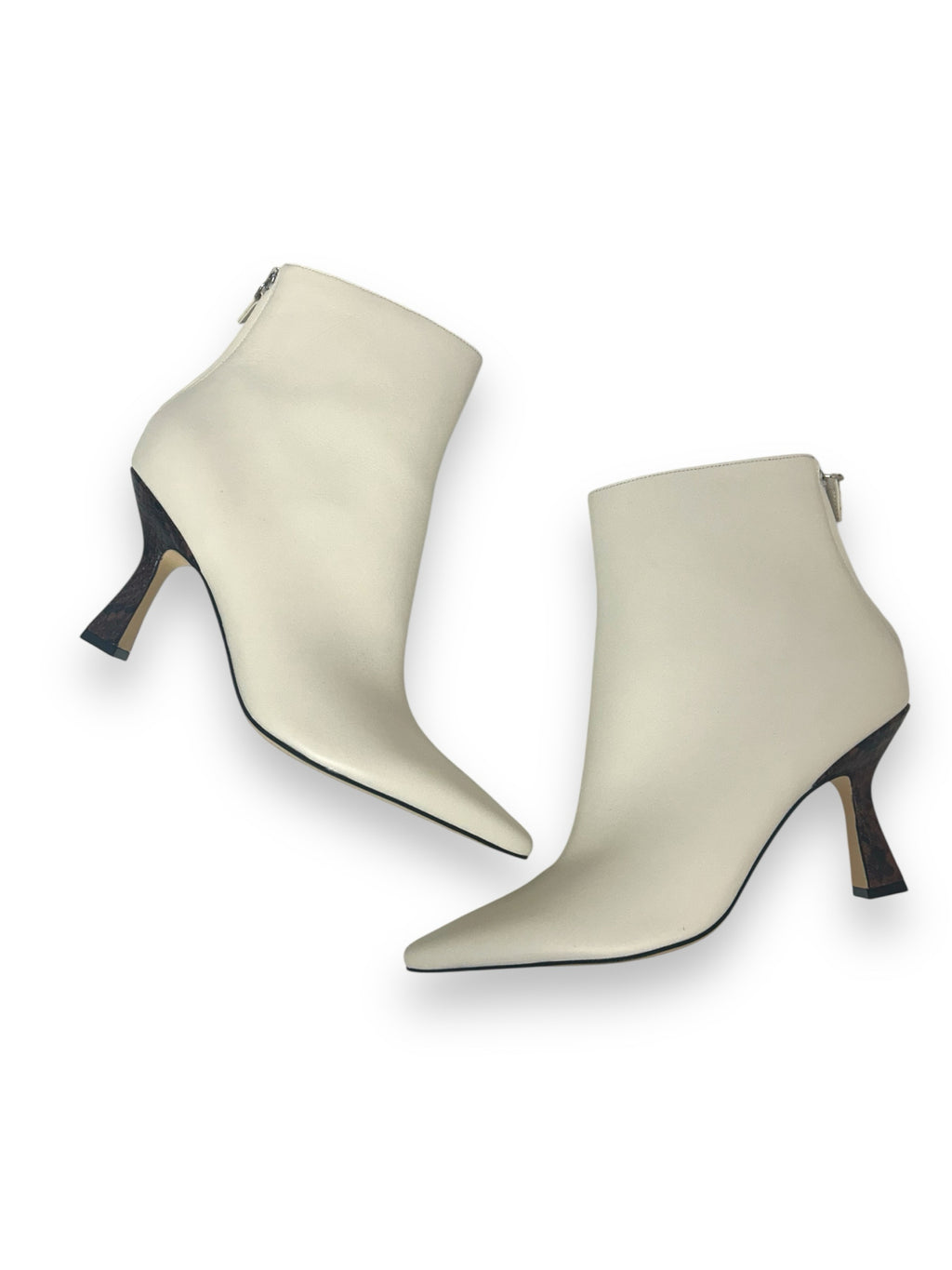 MARC FISHER SNAKE HEEL POINT CREAM LEATHER TOE BOOTIE SIZE 9