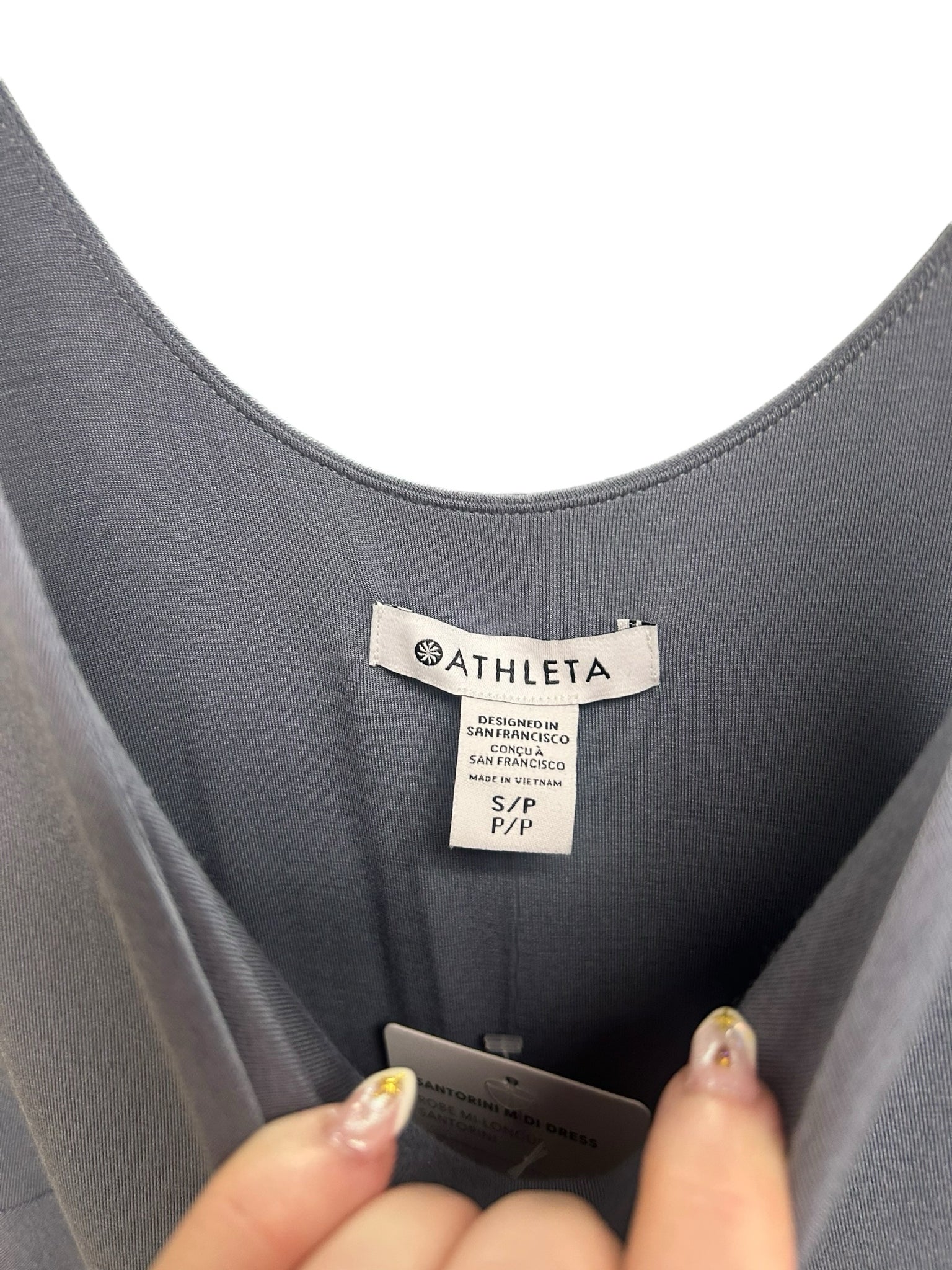 NWT ATHLETA SANTORINI CLOUD MIDI TANK DRESS COTTAGE BLUE SIZE SMALL
