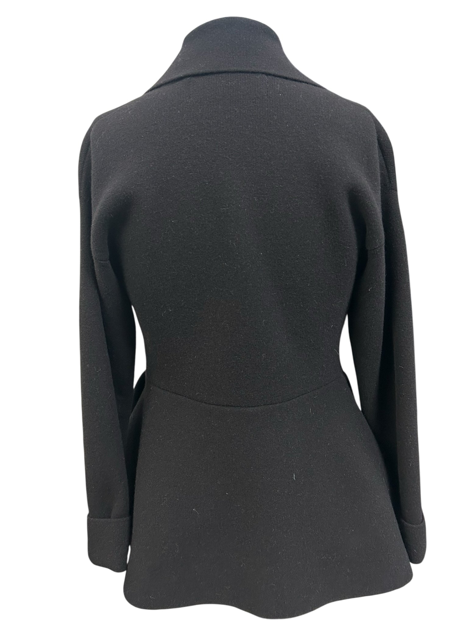 D EXTERIOR ANGORA/WOOL BLEND BLACK SINGLE BUTTON TAILORED BLAZER SIZE SMALL