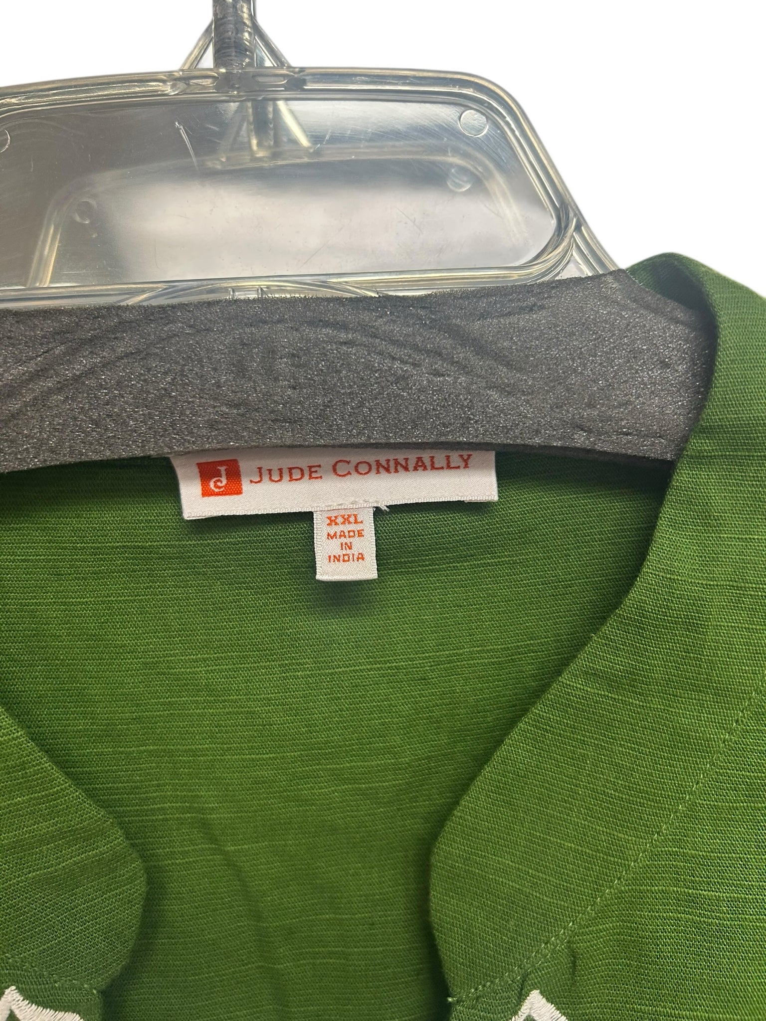 JUDE CONNALLY ELYCE EMBROIDERED LINEN COTTON GARDEN GREEN TOP SIZE XXL