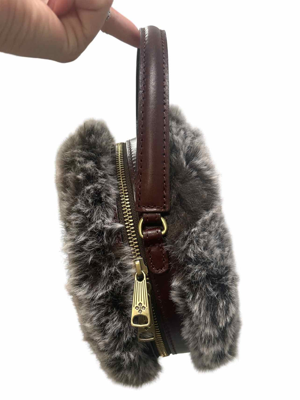 PATRICIA NASH NWT ARZANA ROUND FAUX FUR TOP HANDLE CROSSBODY