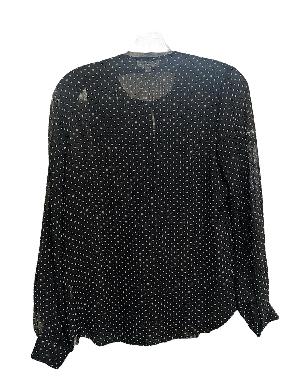 L'AGENCE TABITHA RUFFLE SHEER STAR PRINT BLACK WHITE BLOUSE SIZE SMALL