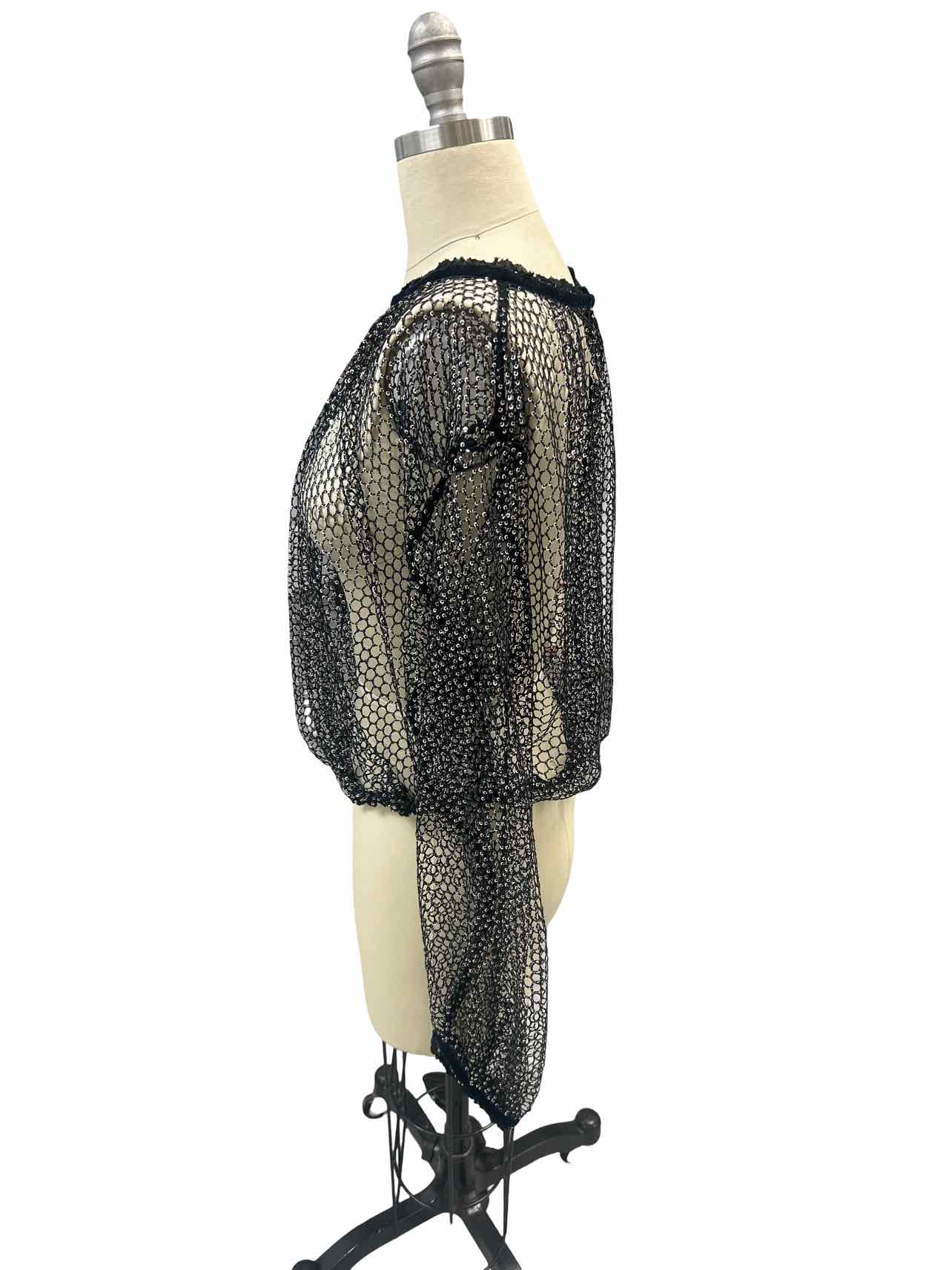 FREE PEOPLESPARKS FLY MESH SEQUIN TOP SIZE: S