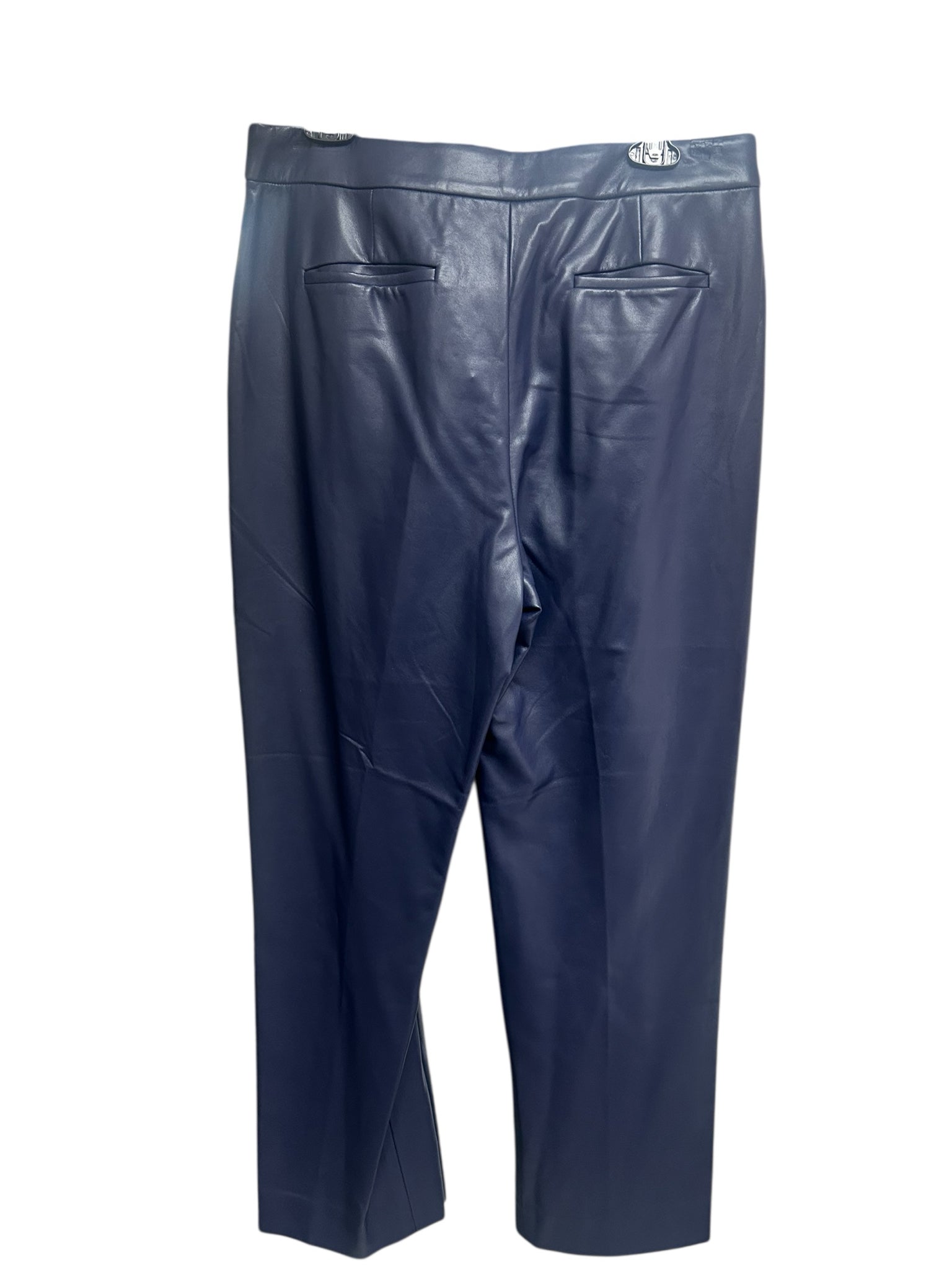 NWT J.CREW KATE FAUX LEATHER STRAIGHT LEG NAVY PANTS SIZE 12