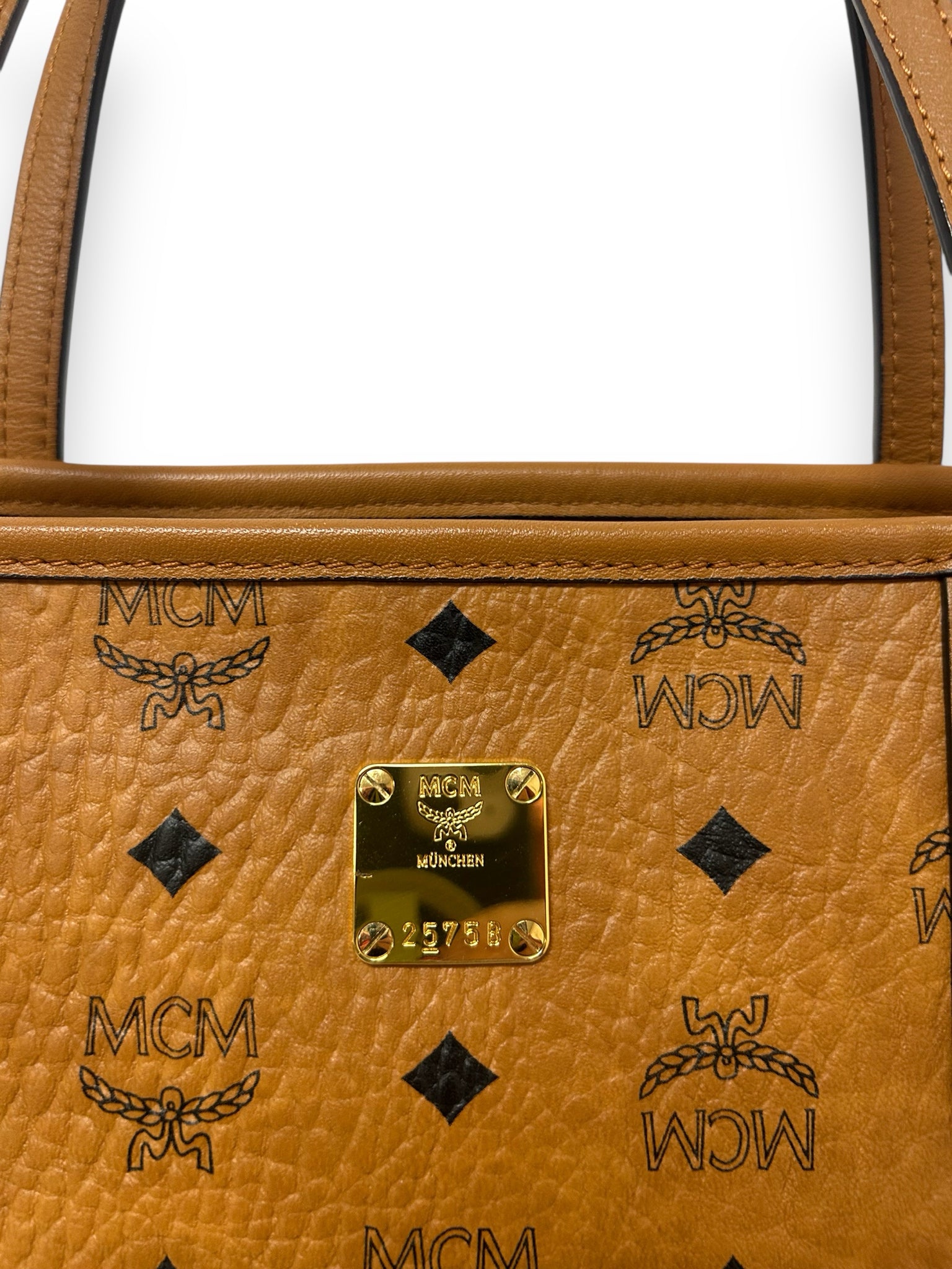 MCM ANYA MEDIUM ZIP TOP TOTE BROWN LEATHER LARGE