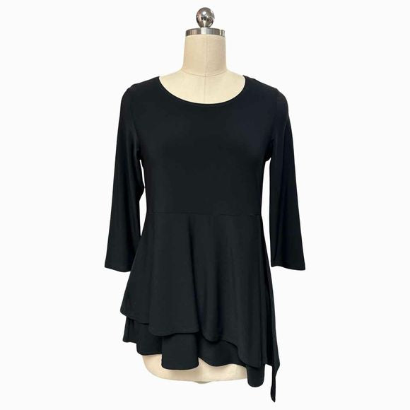 SYMPLI DITTO ASYMMETRICAL LAYERED BLACK TOP SIZE 8