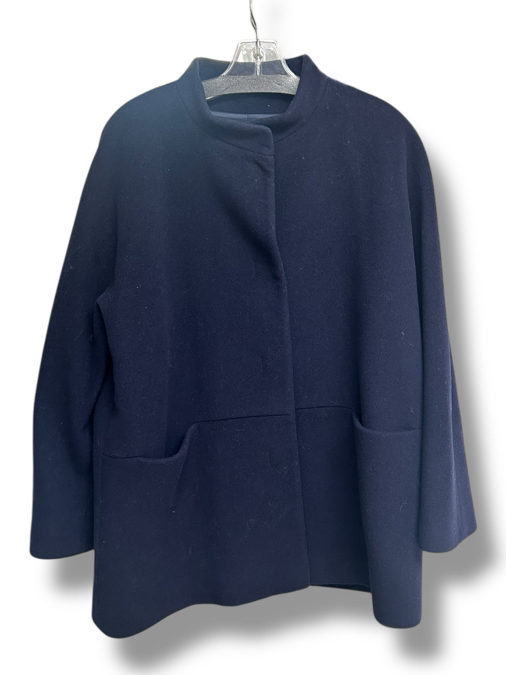 CINZIA ROCCA NAVY WOOL CASHMERE ITALIAN CAR COAT SIZE 12