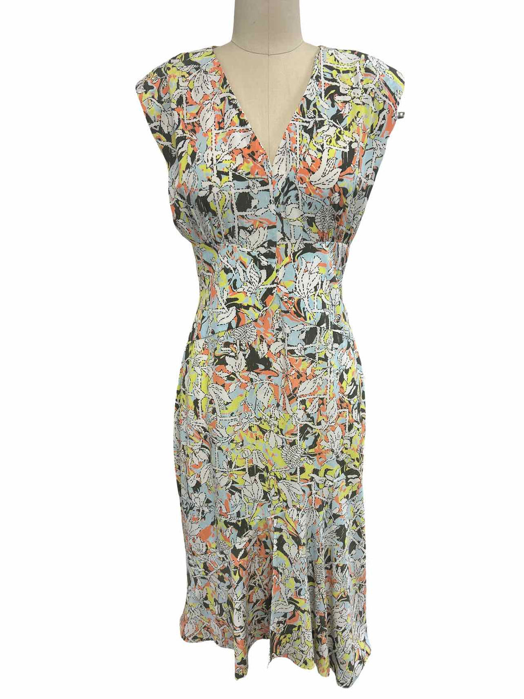 EQUIPMENT NWT NICOLETTE SILK DREAM BLUE MULTI DRESS SIZE: 4