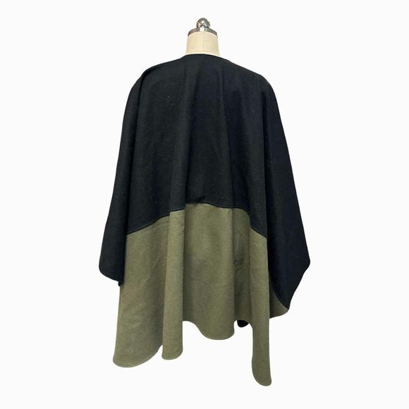 DONNI CHARM BLACK/OLIVE WOOL DUO WONDER CAPE SIZE ONE SIZE