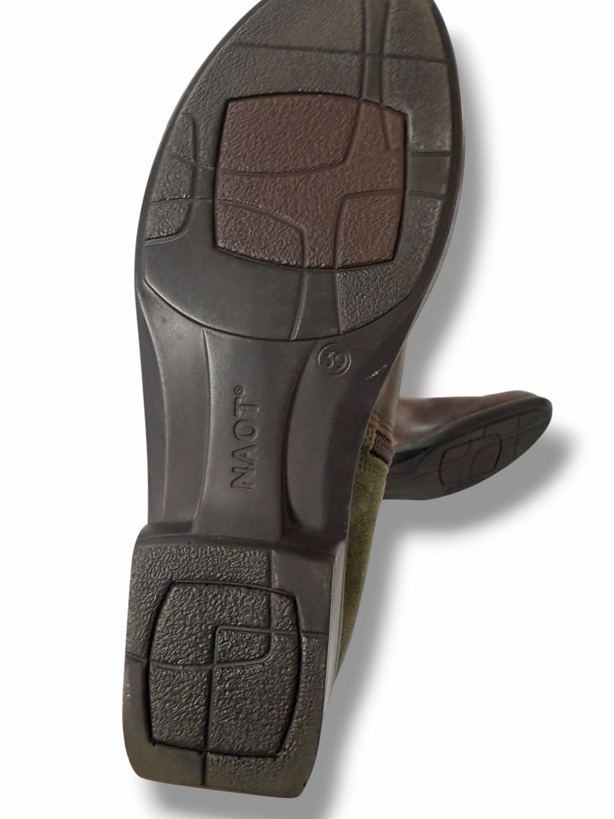 NAOT WOMEN'S HELM PECAN BROWN OLIVE SUEDE ANKLE BOOTIES SIZE 39 US 8.5