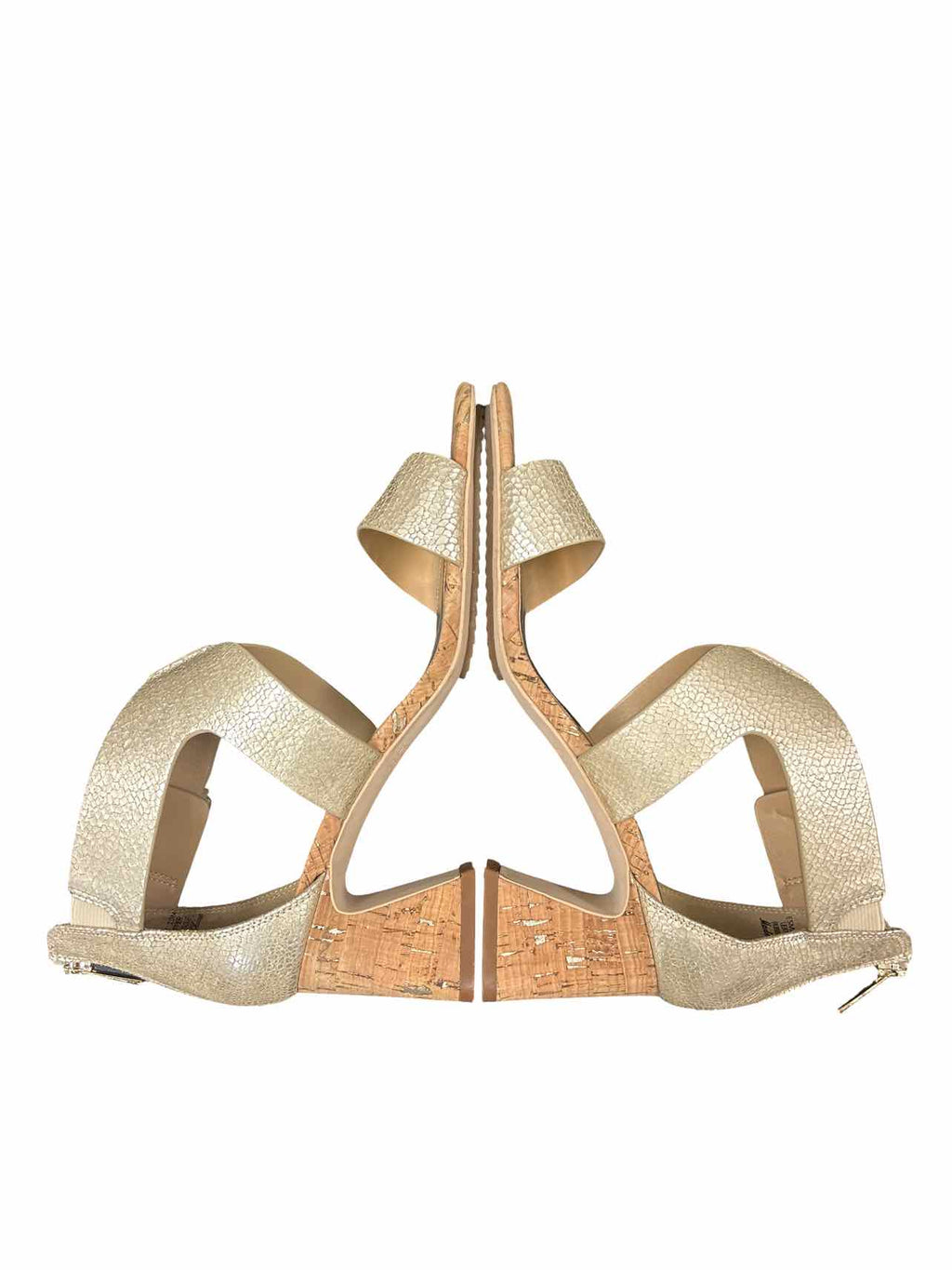 DONALD PLINER HELEN STRAP OPEN TOE BLOCK CORK HEEL SIZE: 10