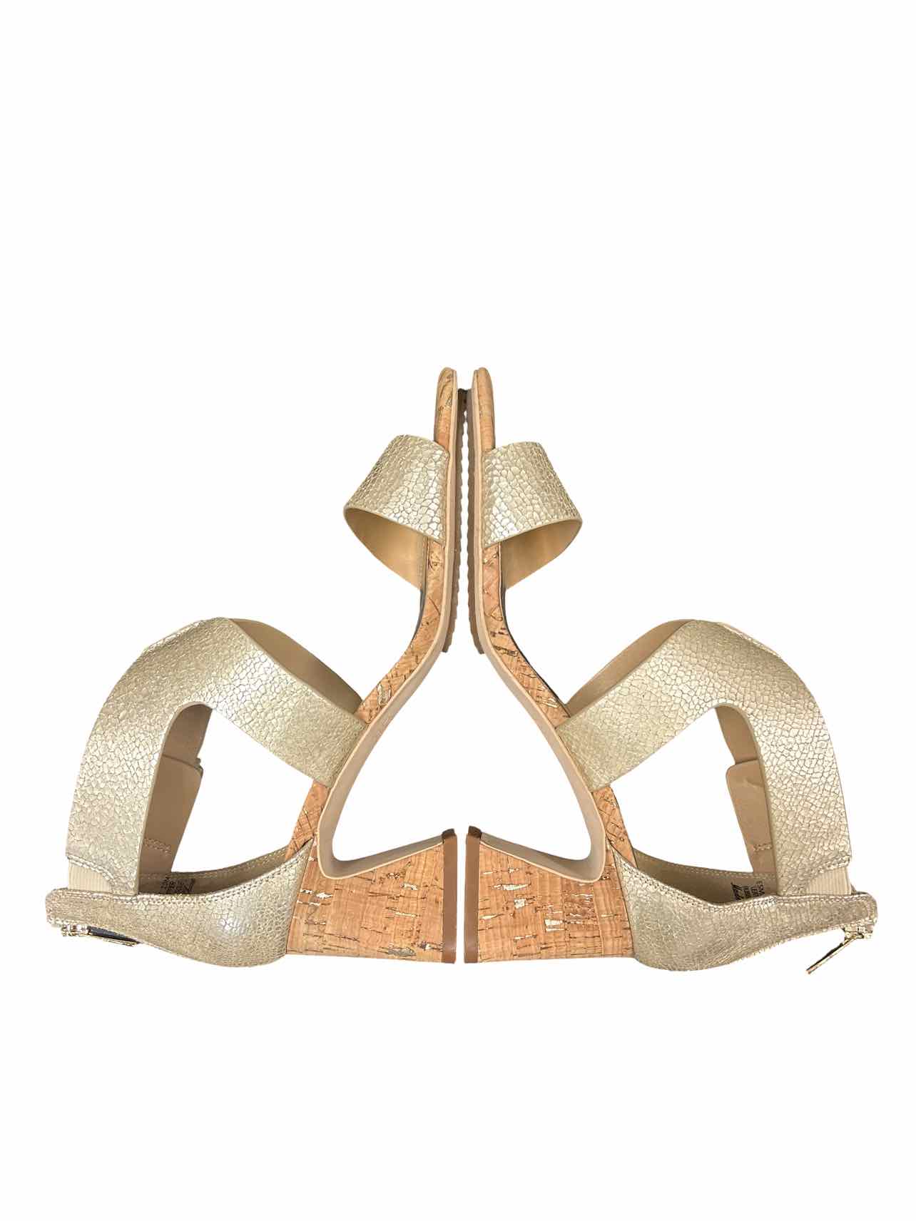 DONALD PLINER HELEN STRAP OPEN TOE BLOCK CORK HEEL SIZE: 10