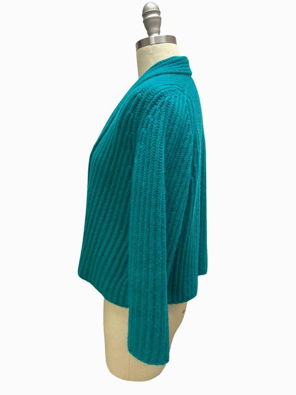 WORTH 100% CASHMERE OPEN RIBBED CARDIGAN SIZE: S