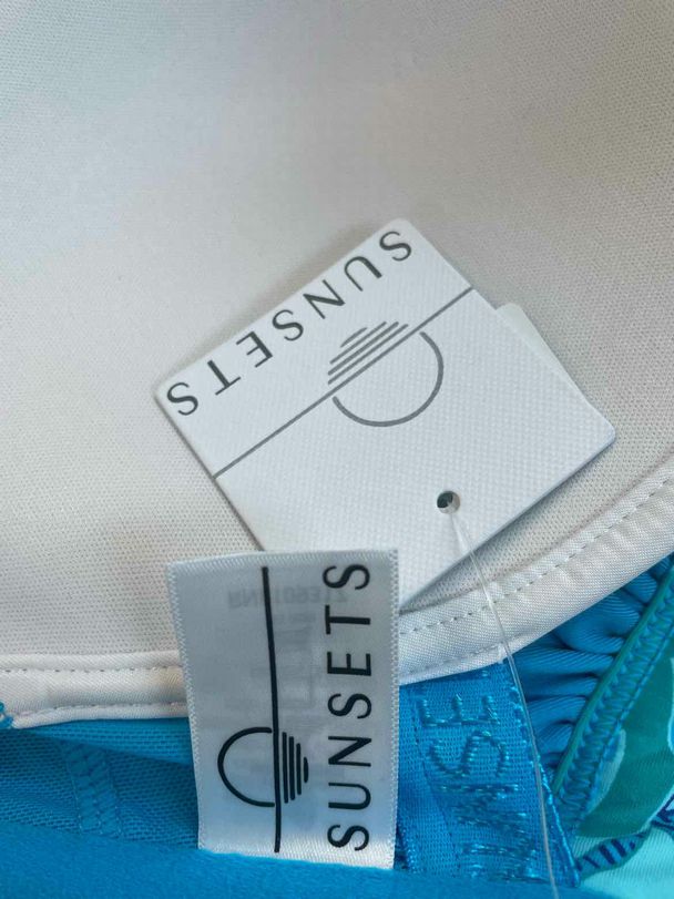 SUNSETS NWT! TESSA TIE HIGH RISE BLUE/GREEN SWIM SUIT SET SIZE S