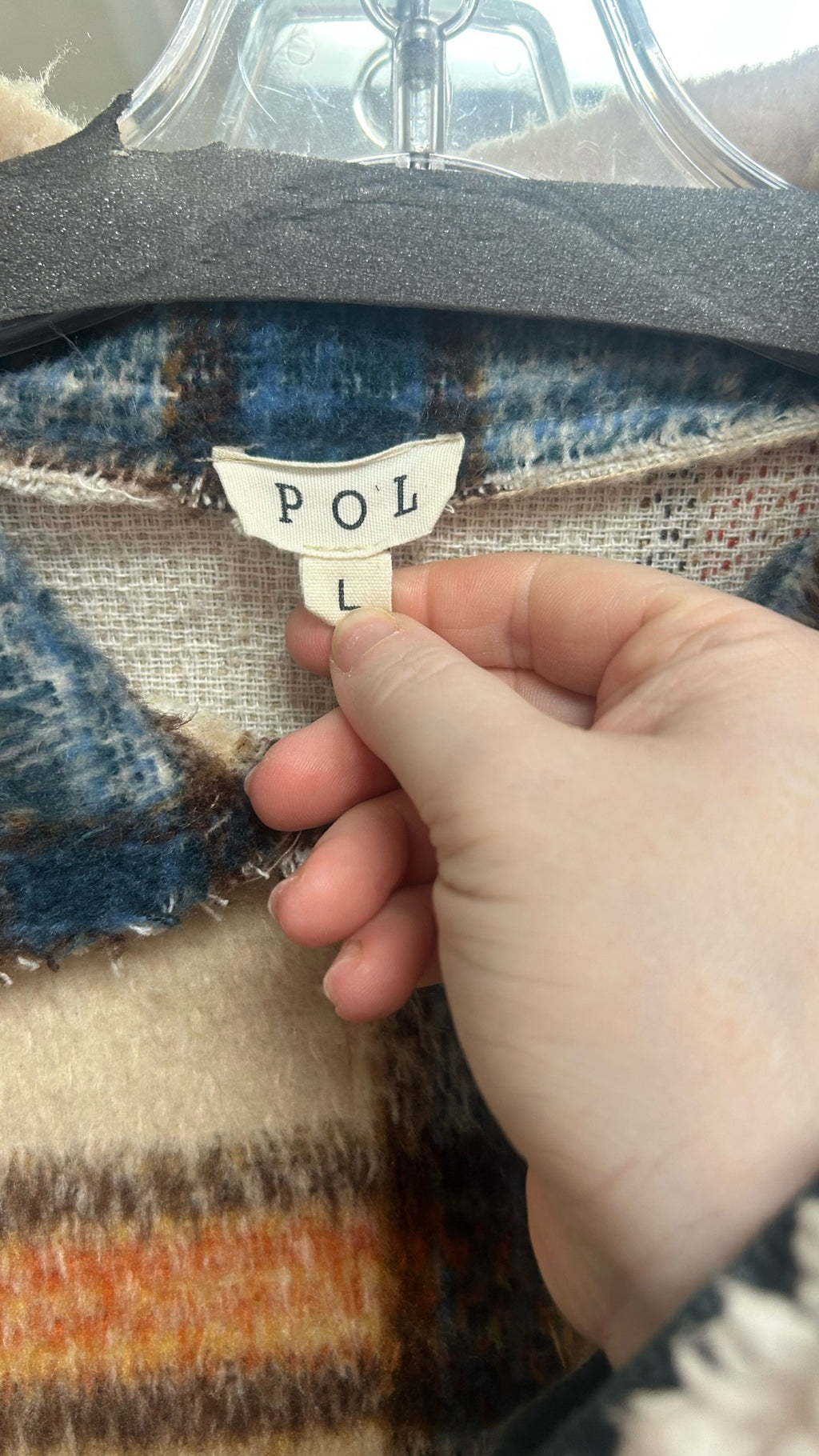 ANTHROPOLOGIE POL PLAID BRUSHED COTTON SHACKET SIZE LARGE