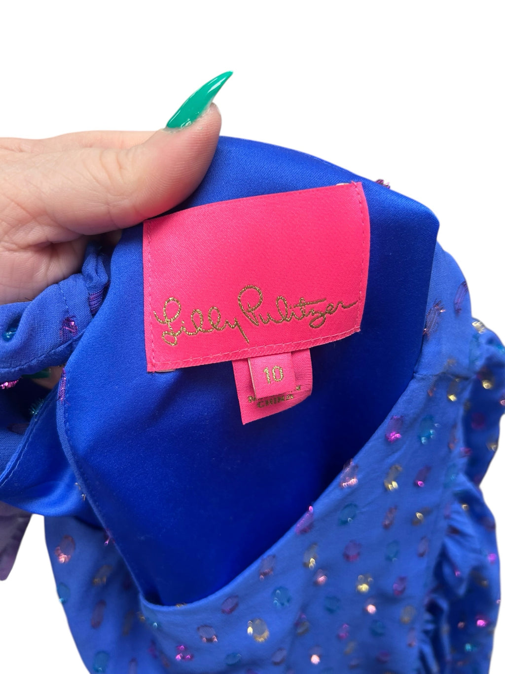 LILLY PULITZER MAISEL ALL SILK DRESS MOROCCAN BLUE SHIFT SIZE 10