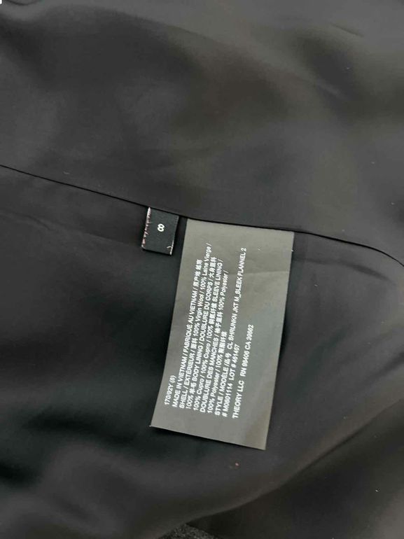 THEORY  CLASSIC SHRUNKEN SLEEK FLANNEL BLAZER SIZE: 8