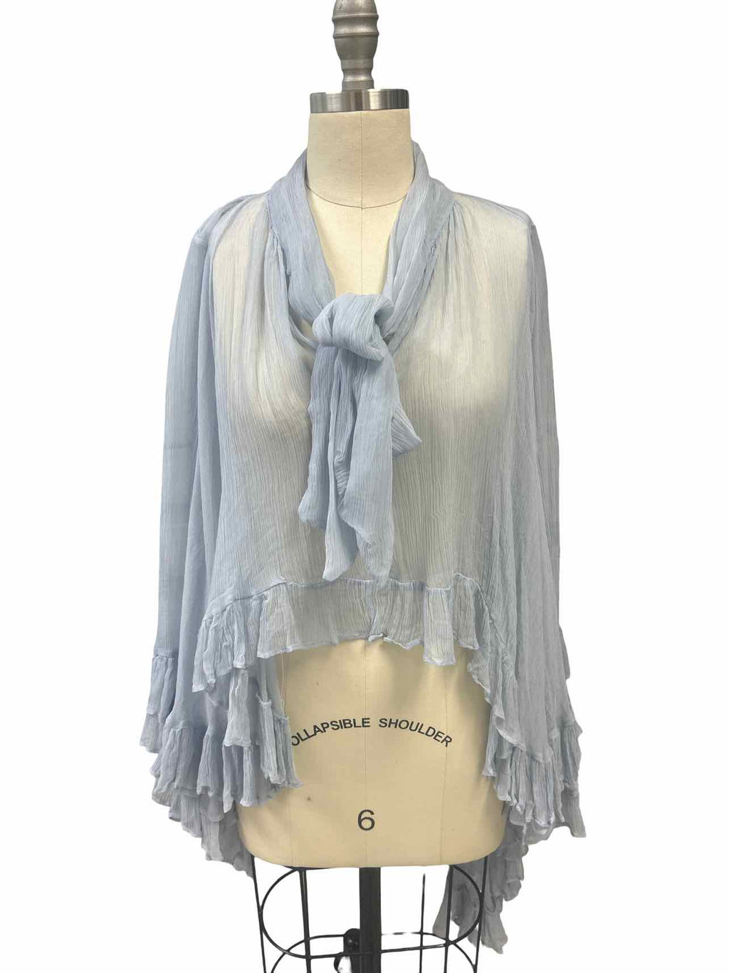 FREE PEOPLE  FULL SLEEVE FRILL TOP SIZE: S