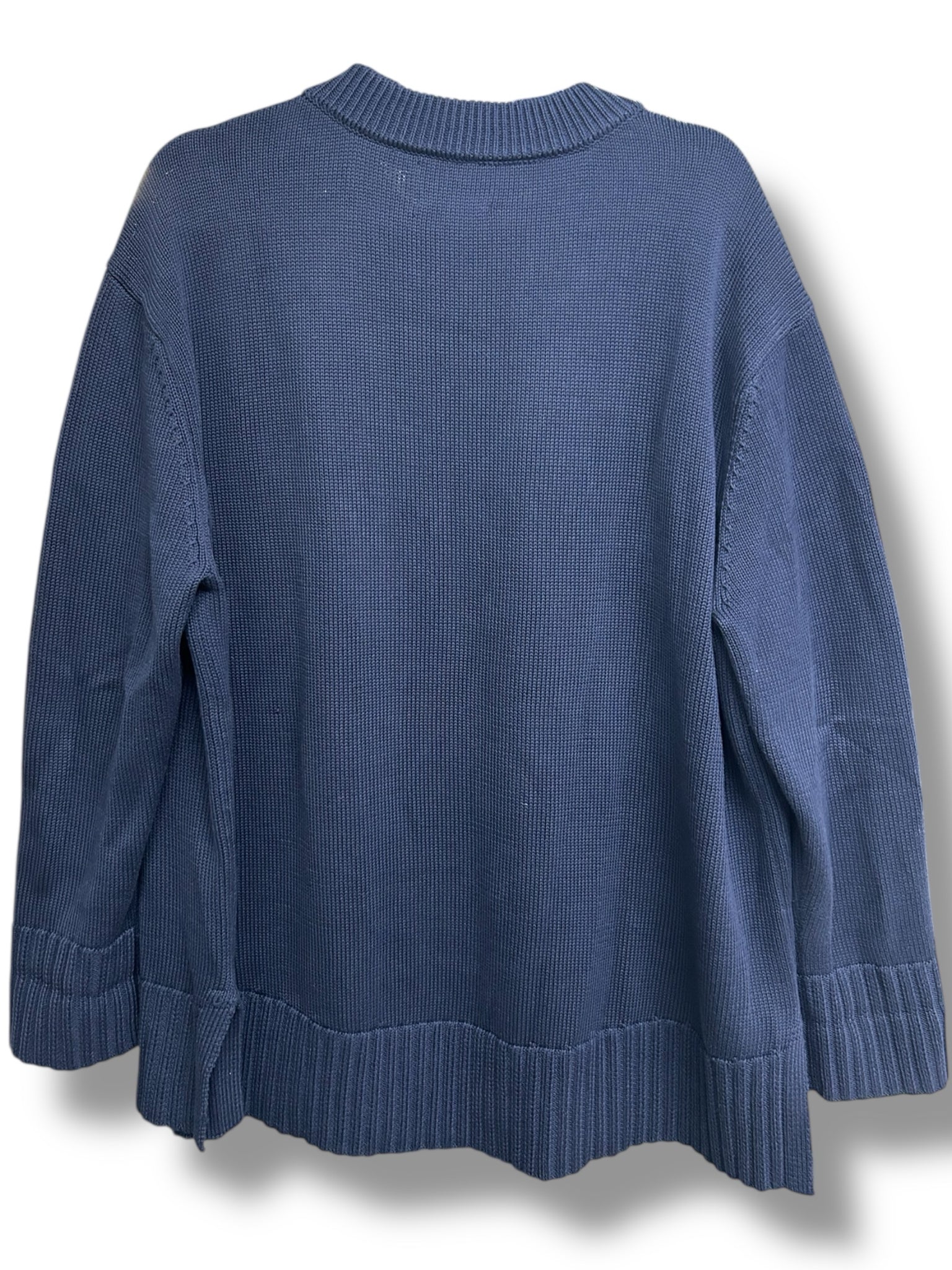 TUCKERNUCK CLIFF CREWNECK COTTON SWEATER SPLIT HEM NAVY SIZE XXL