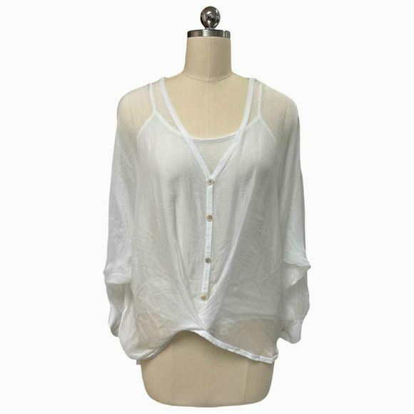 SCANDAL NEW! KEVA SHEER WHITE BLOUSEN TOP SIZE L