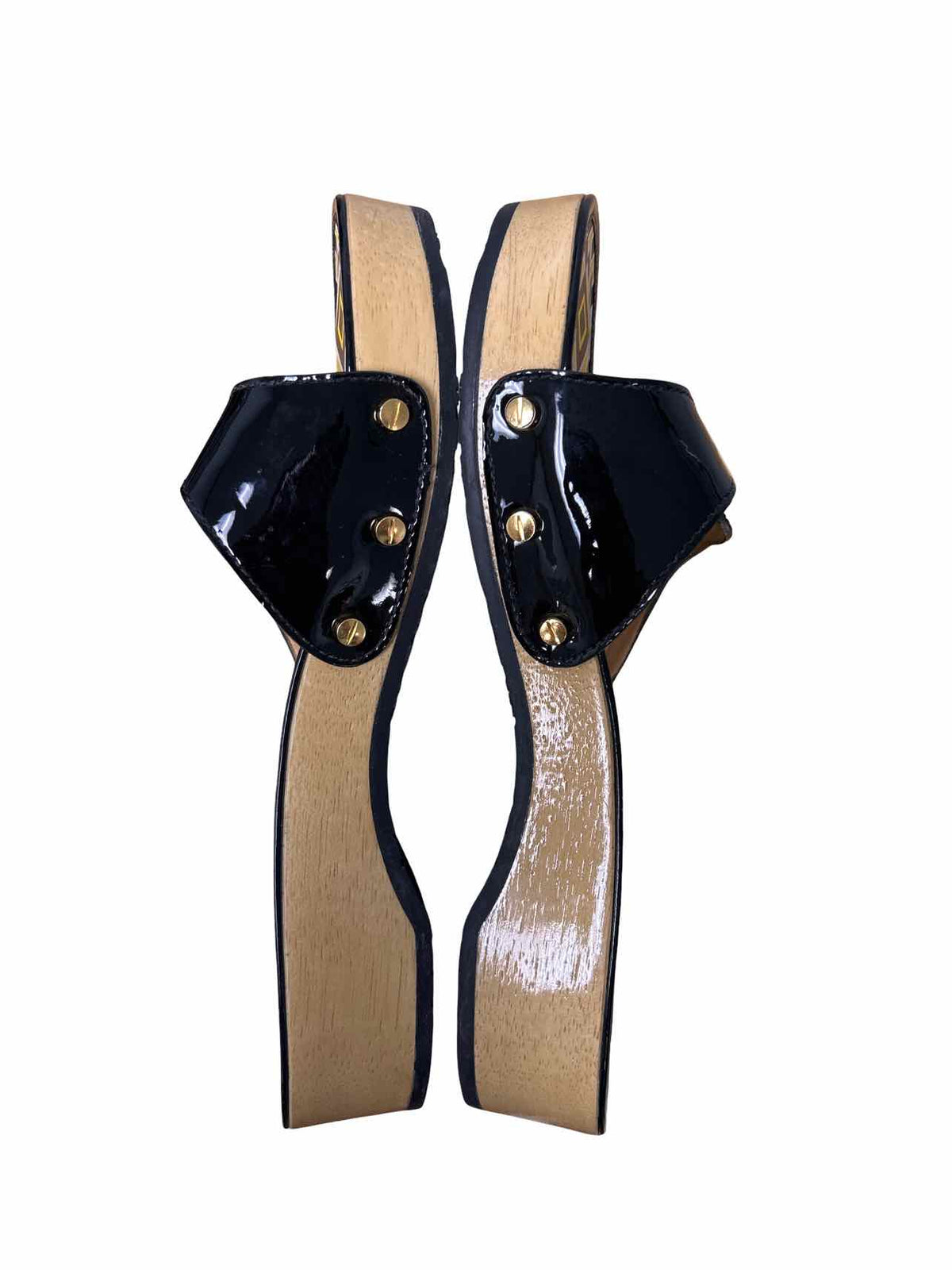 TORY BURCH DIXON WOOD CLOG PATENT LEATHER SIZE: 11