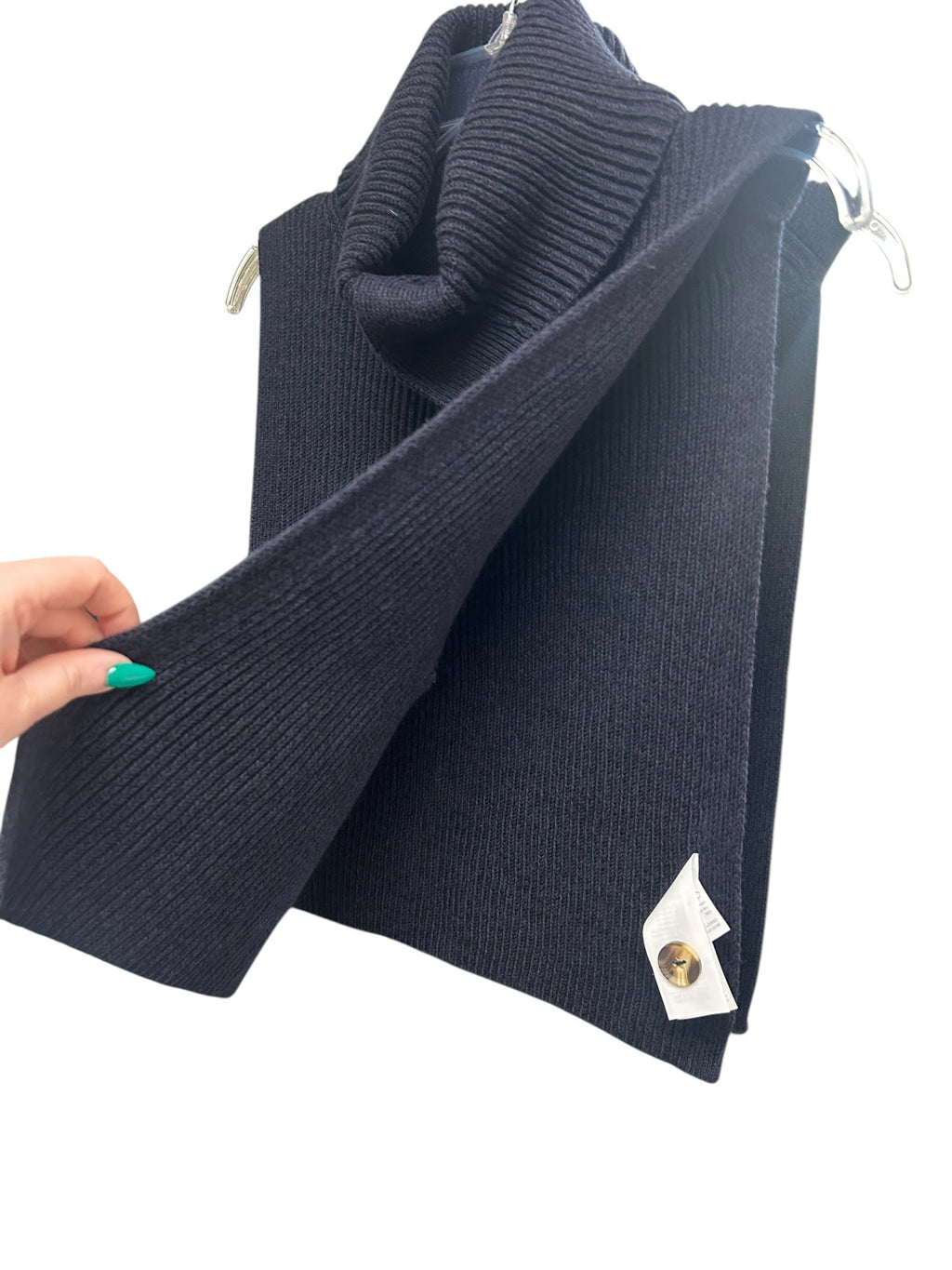 COS NAVY WOOL BLEND KNIT BUTTON DOWN BIB VEST ONE SIZE