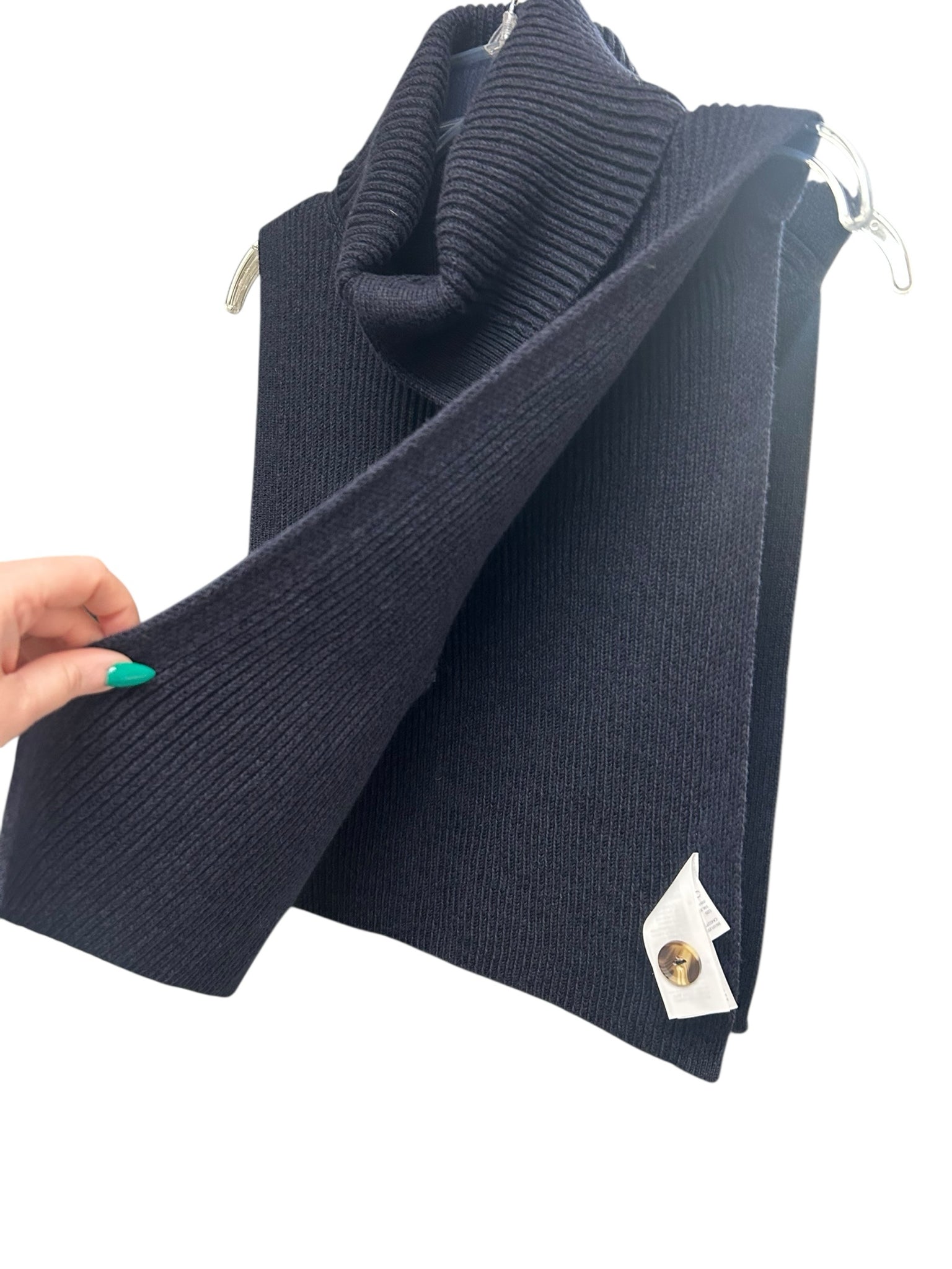 COS NAVY WOOL BLEND KNIT BUTTON DOWN BIB VEST ONE SIZE