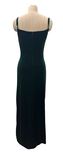 REVELRY SKYE EMERALD GREEN VELVET HIGH SLIT MAXI DRESS SIZE 6