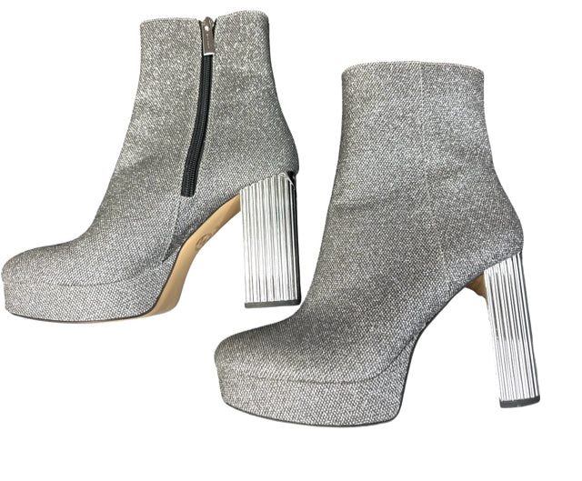 MICHAEL KORS PORTER SILVER GLITTER PLATFORM BOOT 8
