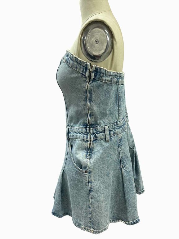 ZARA DENIM PLEAT MINI SKIRT SIZE: M