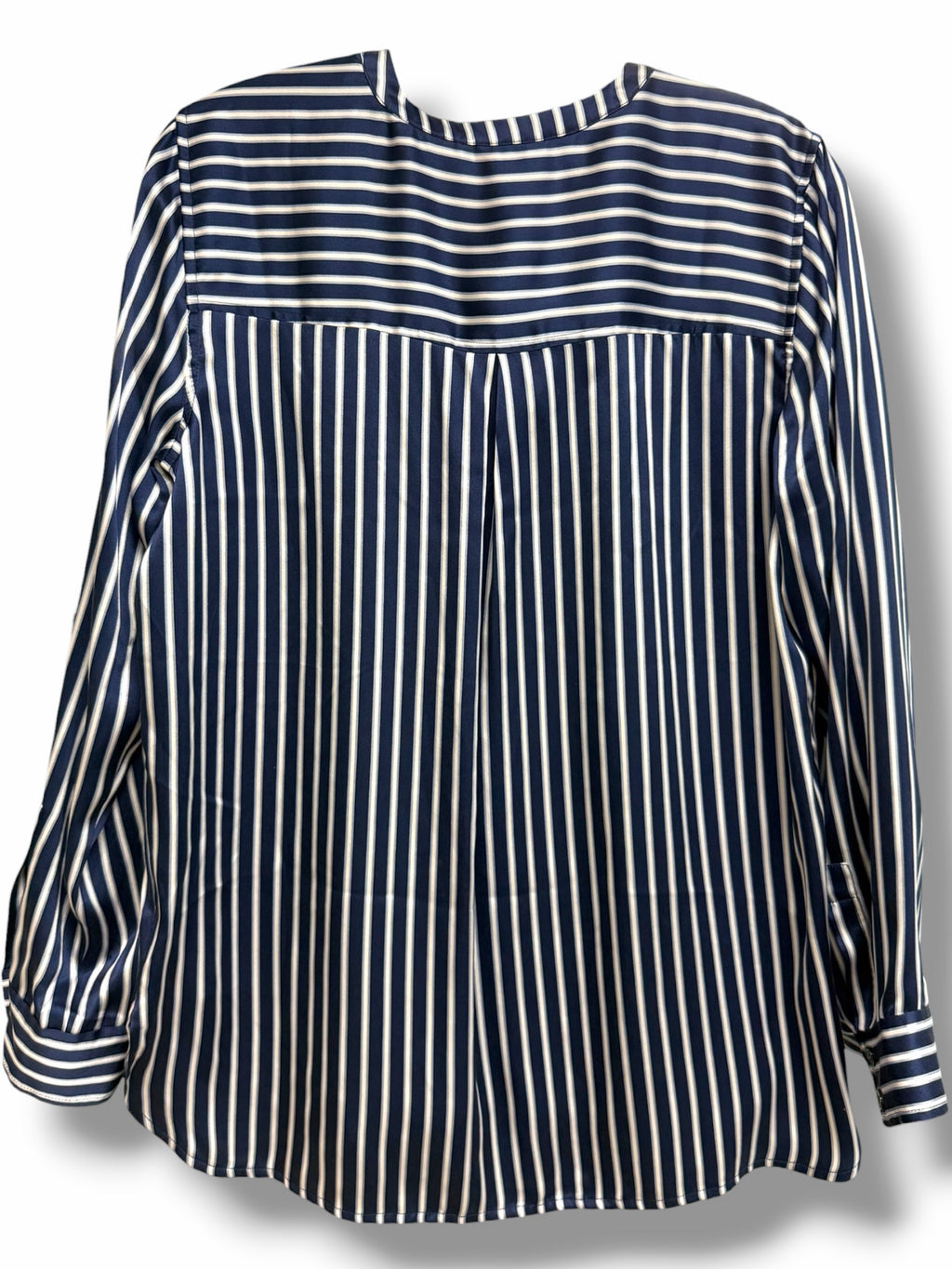 RAILS PEARL STRIPE NAVY SATIN SILK KENT POPOVER BLOUSE SIZE SMALL