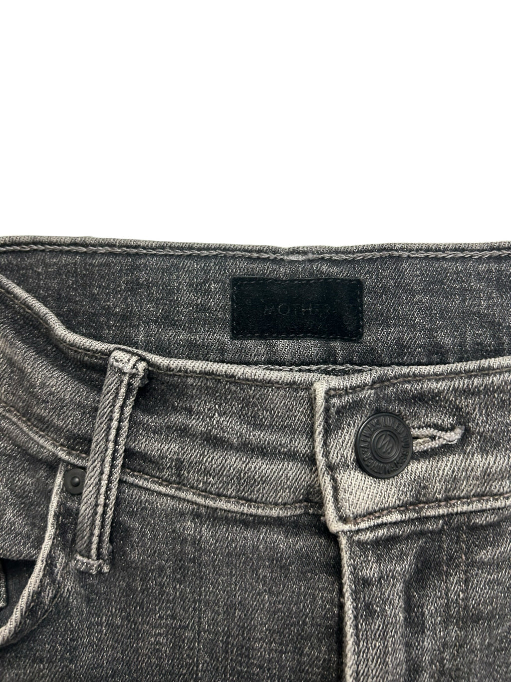 MOTHER THE SUPER SWOONER IN OPEN LATE CHARCOAL BLACK FRAY HEM JEANS SIZE 27