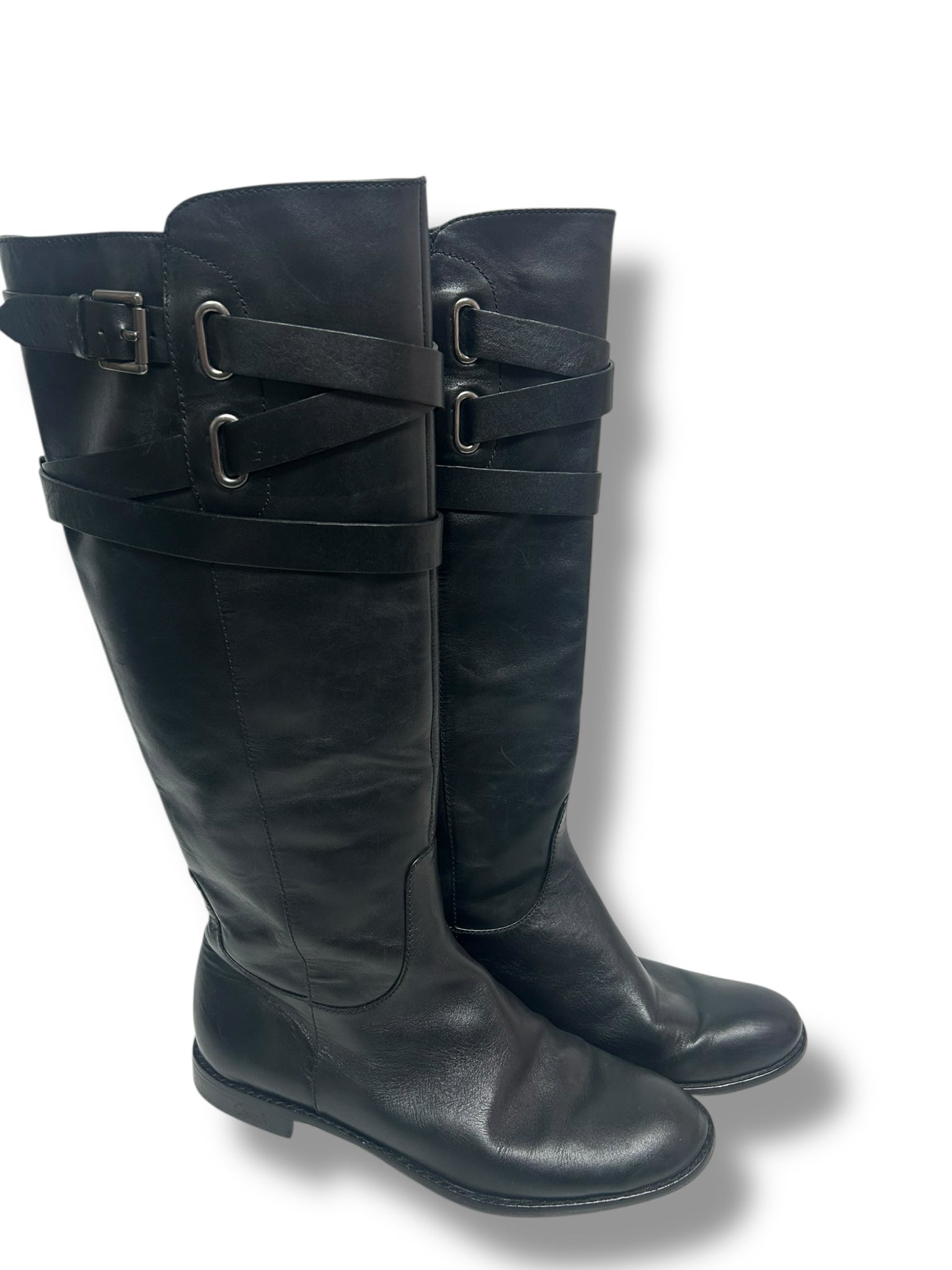 COACH CAYDEN BLACK LEATHER TALL RIDING BOOTS SIZE 8.5