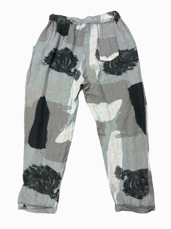 TEMPO PARIS NEW! FLORA SILVER BRUSH LINEN PANT SIZE: L