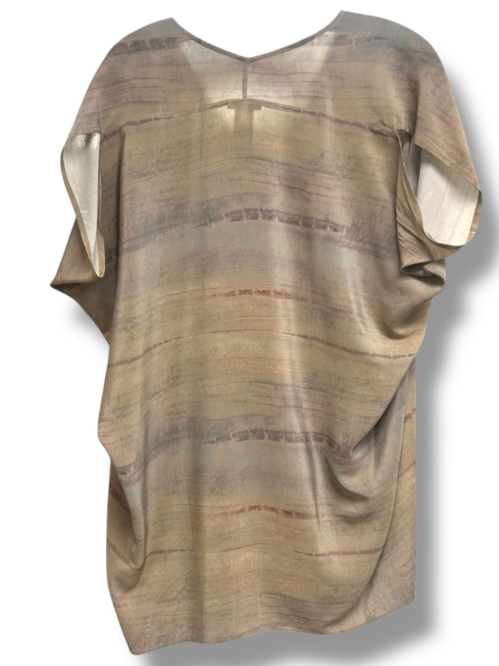 EILEEN FISHER SILK GROVE PRINT TUNIC V NECK BLOUSE SIZE XS