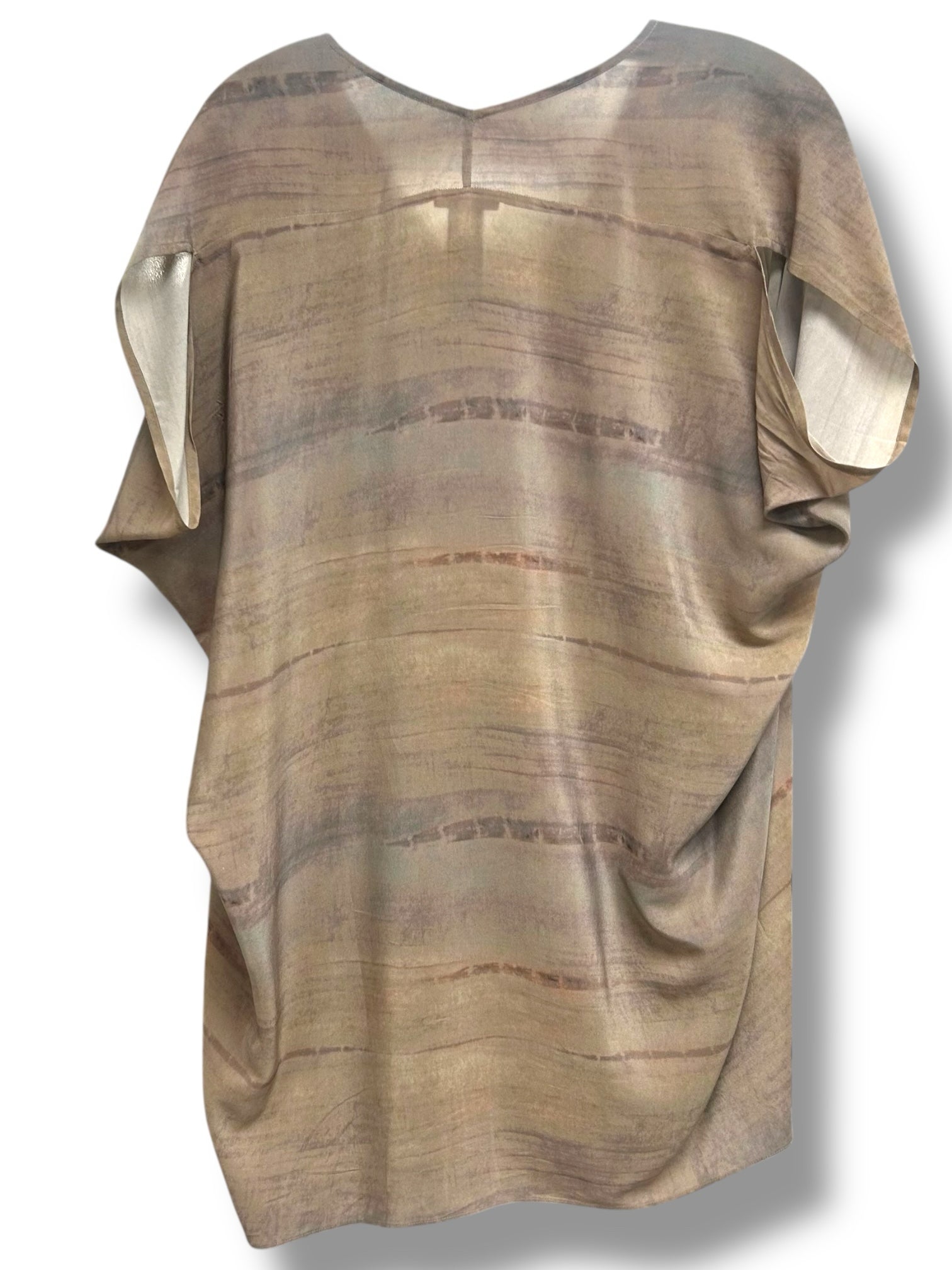 EILEEN FISHER SILK GROVE PRINT TUNIC V NECK BLOUSE SIZE XS