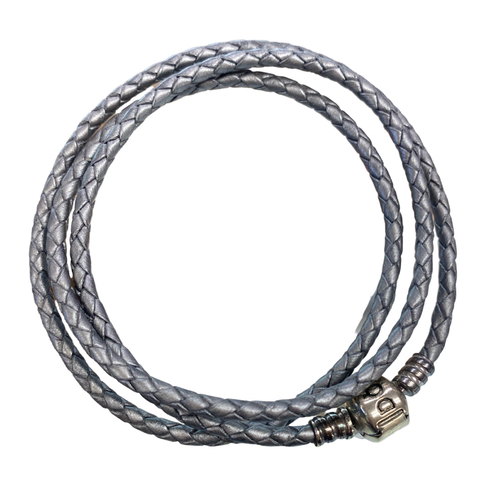 PANDORA TRIPLE GRAY LEATHER WRAP BRACELET