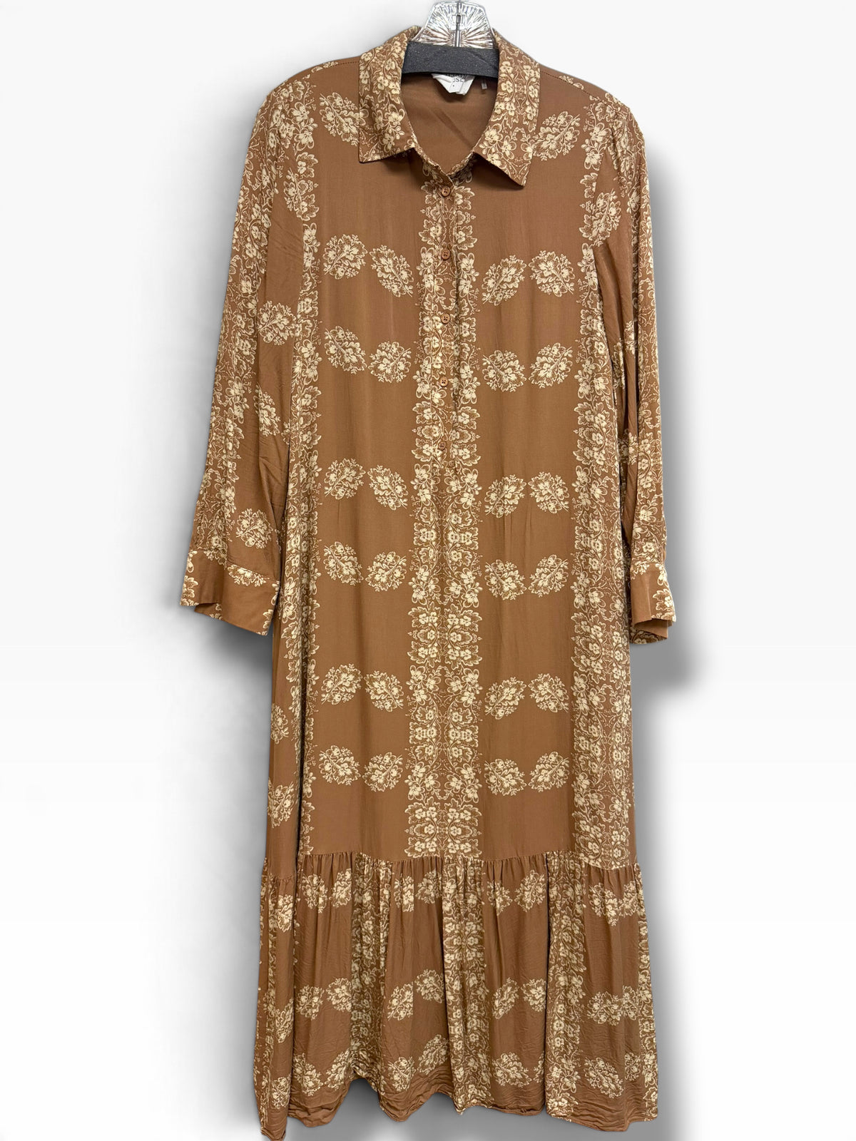 TUCKERNUCK HYACINTH HOUSE BROWN MILLER MAXI SHIRT DRESS SIZE SMALL