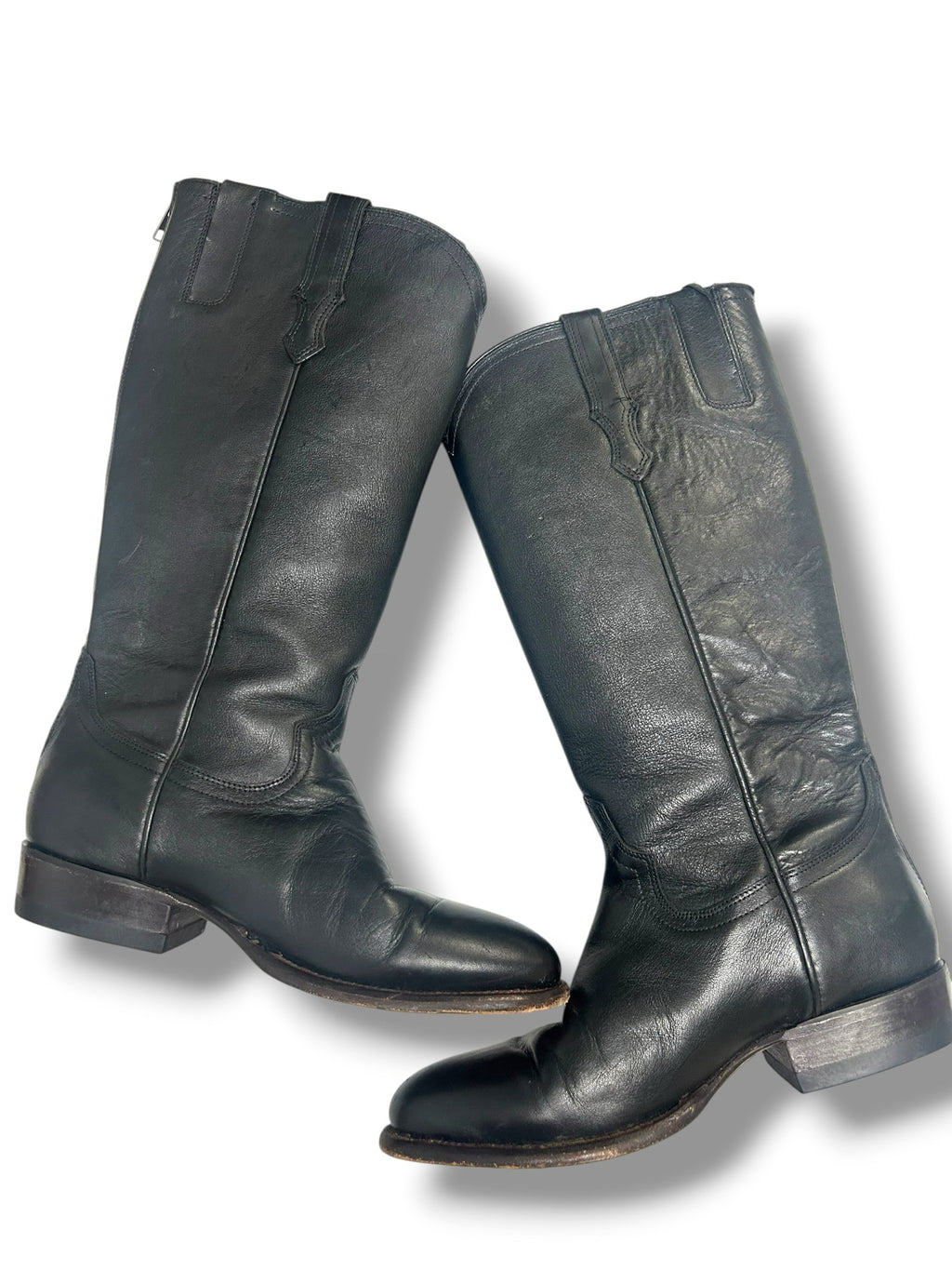 TECOVAS THE HAILEY TALL LEATHER EQUESTRIAN ZIP UP BLACK BOOTS SIZE 9