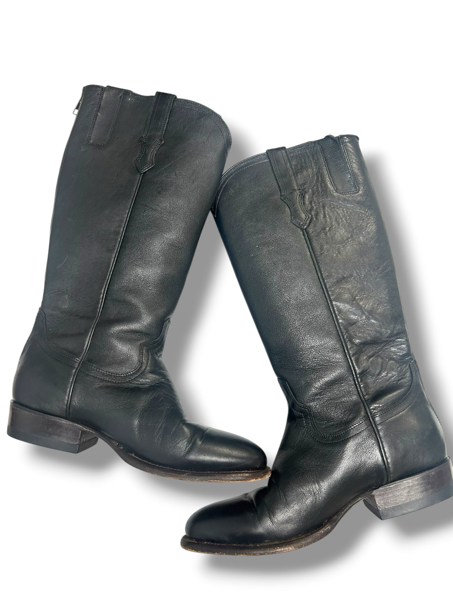TECOVAS THE HAILEY TALL LEATHER EQUESTRIAN ZIP UP BLACK BOOTS SIZE 9