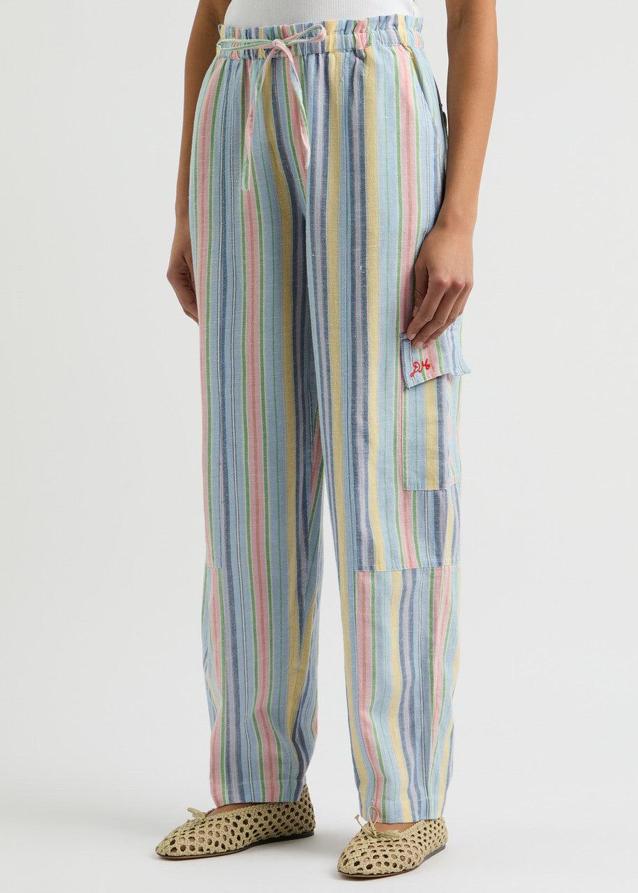 NWT DAMSON MADDER HOPE COTTON CARGO WIDE LEG STRIPED PANTS UK 20 US 16 - WEARHOUSE  CONSIGNMENT