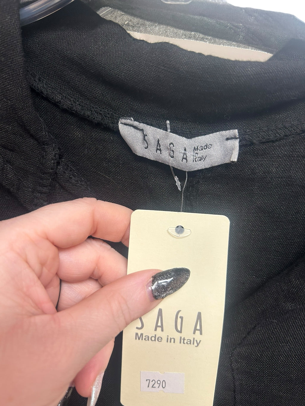 NWT SAGA LINEN BUTTON DOWN ASSYMETRICAL LAGENLOOK HEM TUNIC ONE SIZE