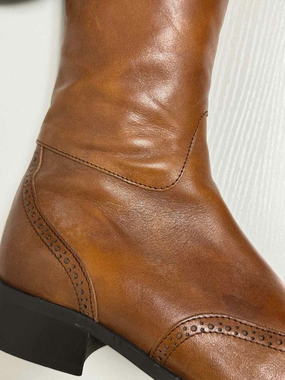 DUOBOOTS CABELL TALL ZIP BROWN BOOT SLIM CALF 38CM SIZE 38