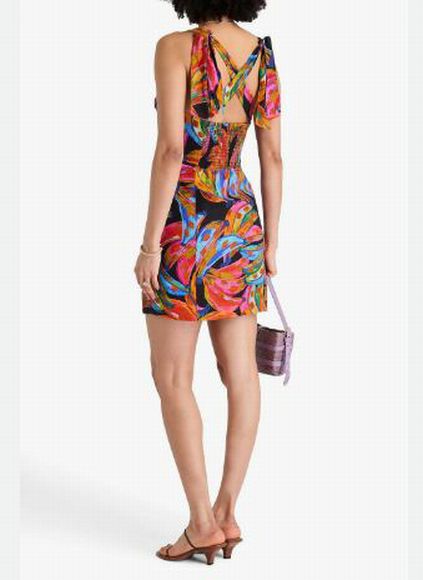 ANTHROPOLOGIE FARM RIO RAINBOW BANANAS LINEN BLEND MINI DRESS SIZE: S