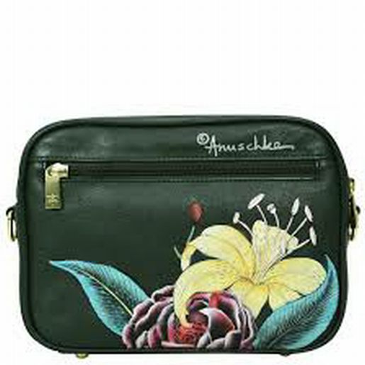 ANUSCHKA HANDPAINTED TWIN TOP MESSENGER CROSSBODY VINTAGE FLORAL